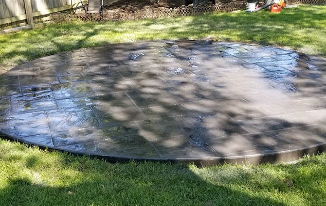 stamped concrete slab in backyard chatham illinois