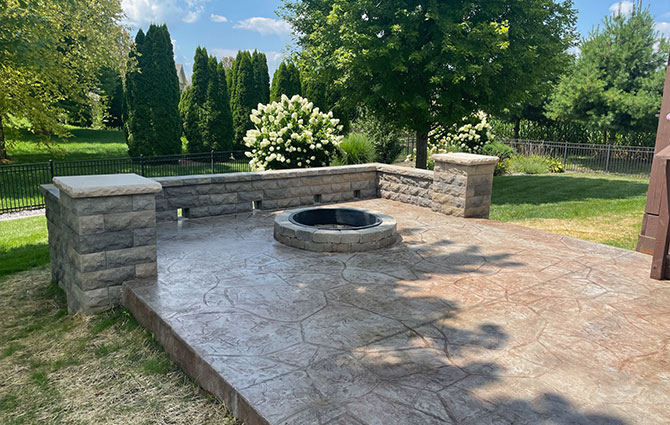 outdoor firepit landscaping services near the chatham il area