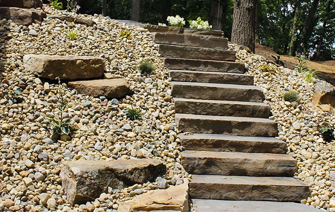 natural stone cut stairs landscaping chatham il