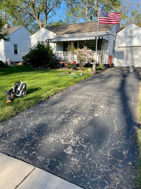 Deep Roots - Asphalt Services - BEFORE freshly paved driveway - Chatham, IL