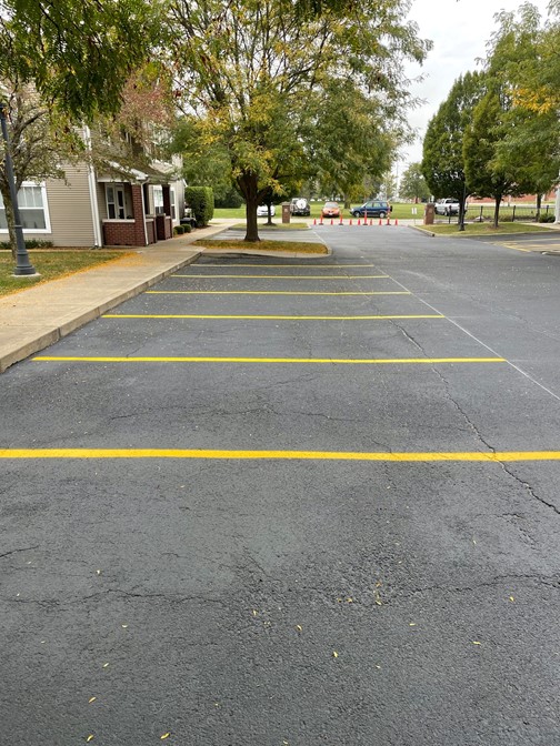 Deep Roots - Asphalt Services - freshly paved and painted parking lot - Chatham, IL