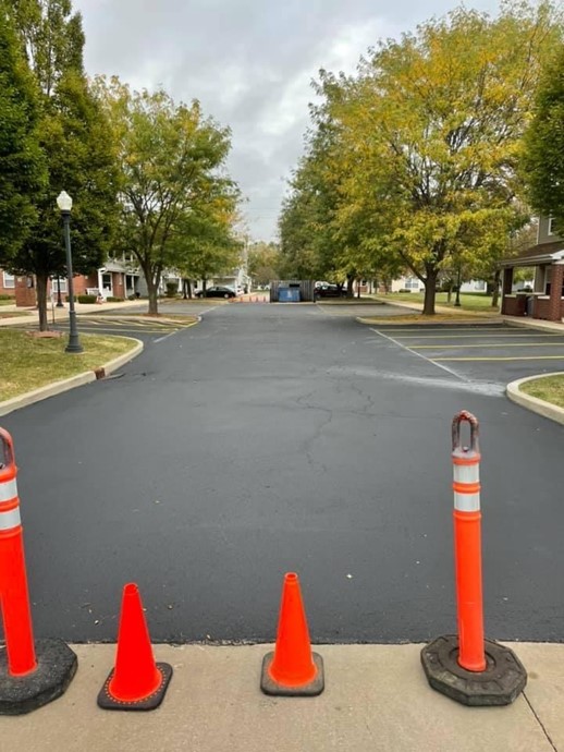 Deep Roots - Asphalt Services - freshly paved and painted parking lot - Chatham, IL