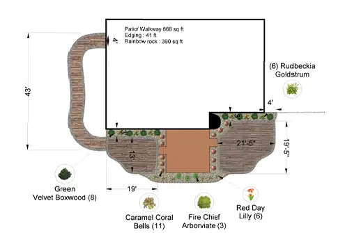 2D diagram of landscaping design plan- Chatham, IL